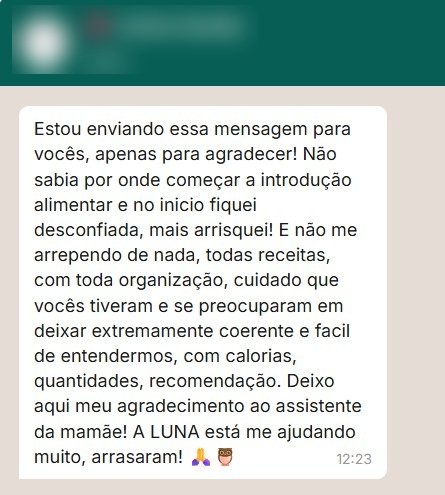Feedback real de cliente do Assistente da Mamãe